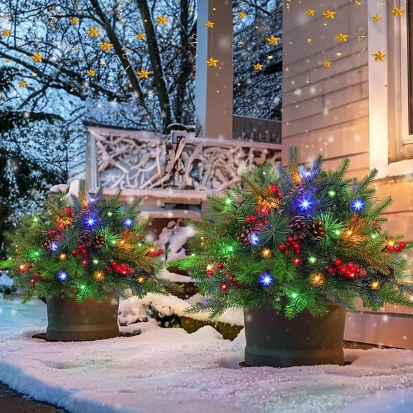 Árbol de Navidad Artificial Pre-iluminado Relleno de Urna que se Siente Real