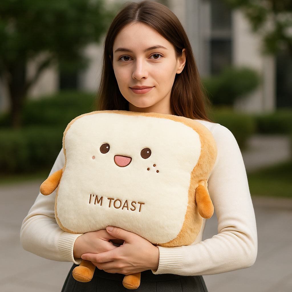 Skorter | Almohada Calentadora de Manos Ultra Suave en Forma de Tostada de Peluche