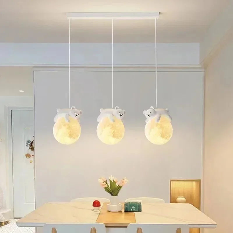 Lámpara Colgante para Niños con Diseño de Oso o Conejo para Iluminación Cálida y Reconfortante