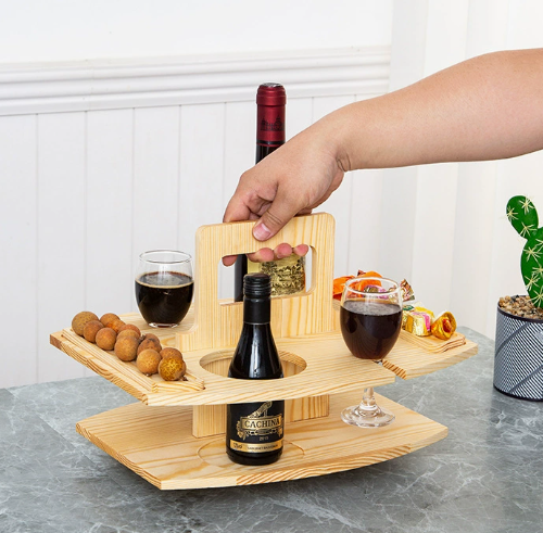 Elegante Mesa de Picnic para Vino de Roble – Compacta y Versátil