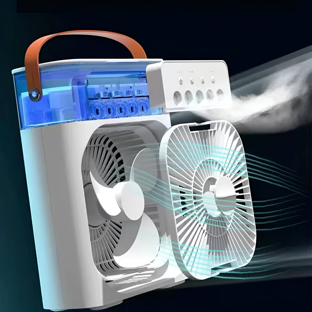 Enfriador de Aire 3 en 1, Humidificador y Purificador de Aire – Aire Acondicionado Portátil para Uso Interior con Luz LED