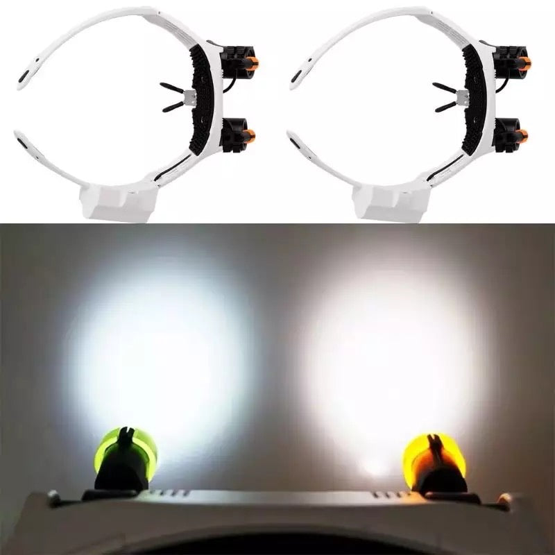 Lisslune | Lupa de Diadema para Joyeros con Luz LED y 8 Lentes