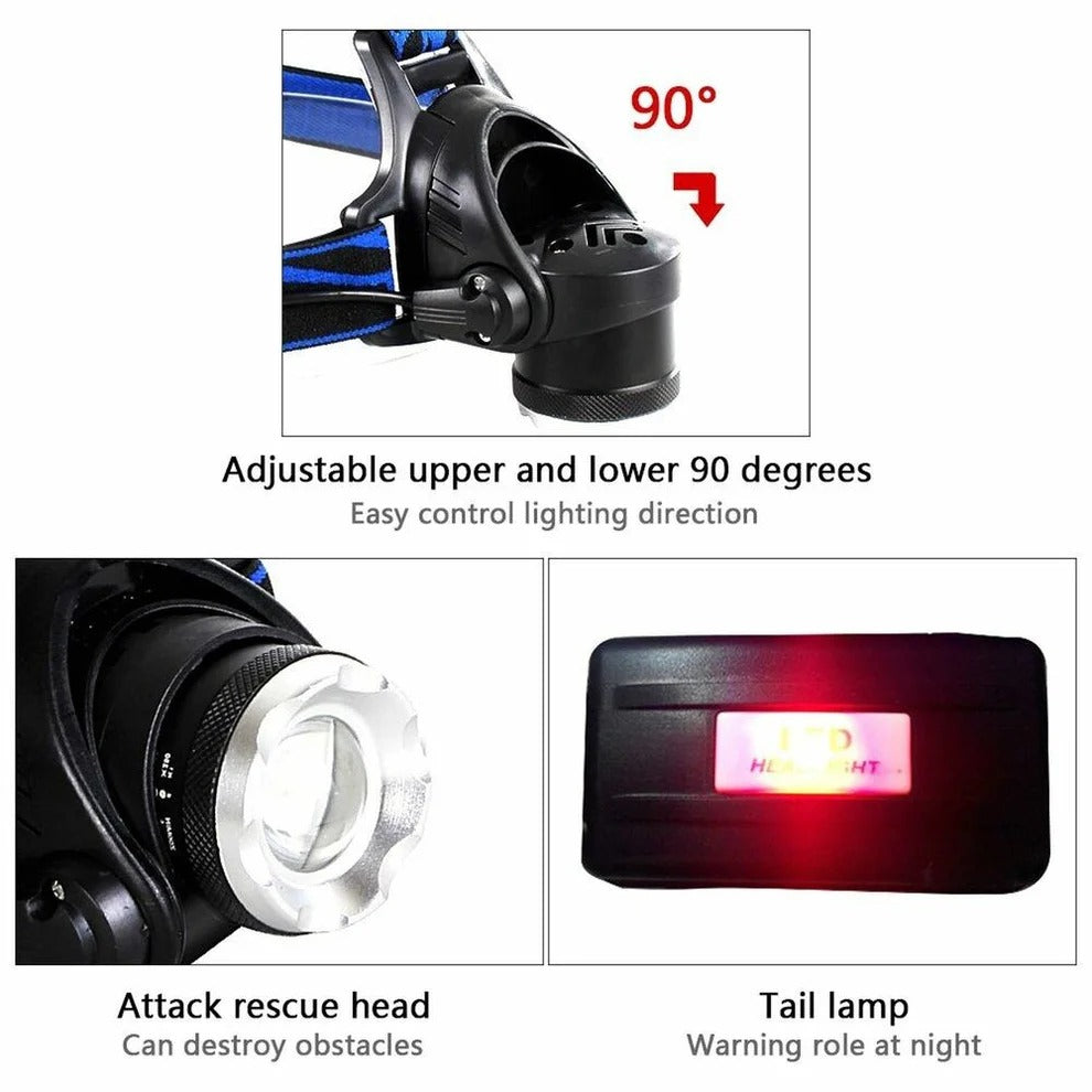 Linterna Frontal LED Recargable de 990000LM