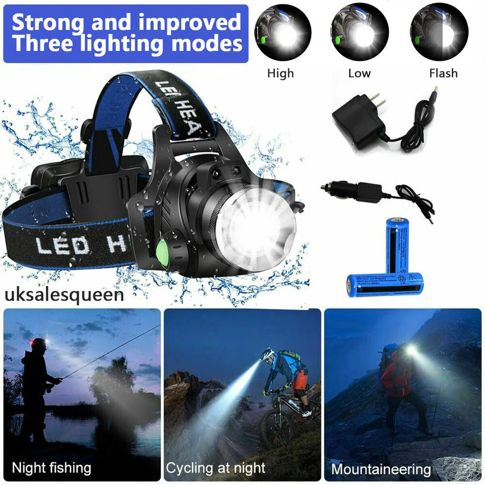 Linterna Frontal LED Recargable de 990000LM