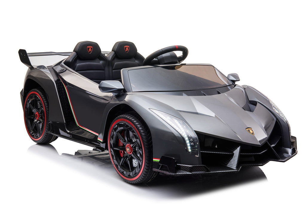 Coche eléctrico para niños 12V con dos asientos – gris metálico