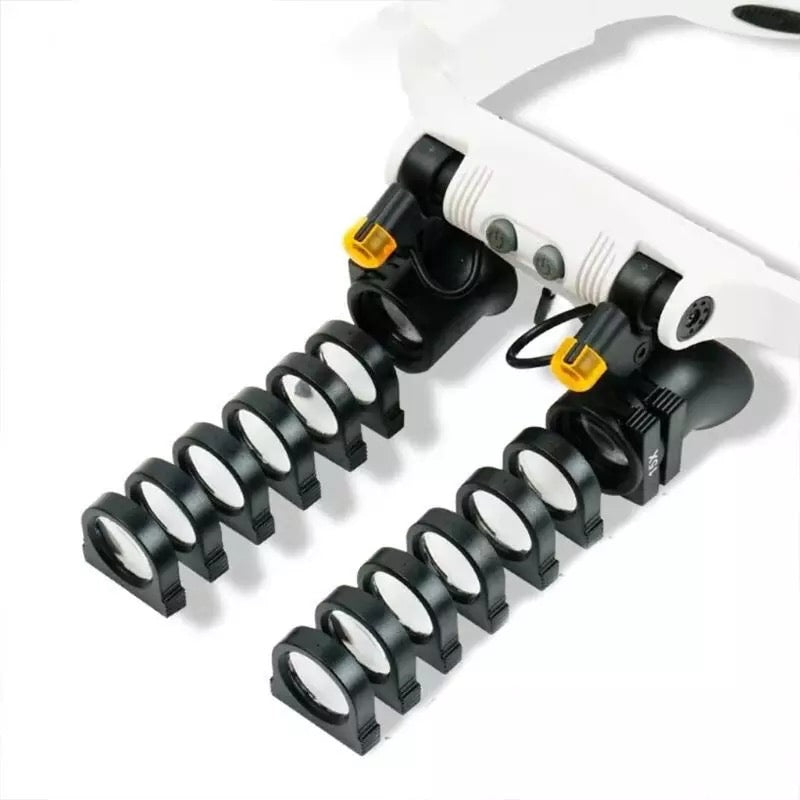 Lisslune | Lupa de Diadema para Joyeros con Luz LED y 8 Lentes