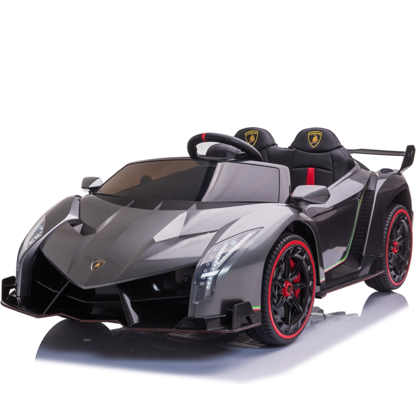 Coche eléctrico para niños 12V con dos asientos – gris metálico