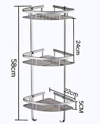 Estante de Esquina de Baño de Aluminio de 3 Niveles – Plata