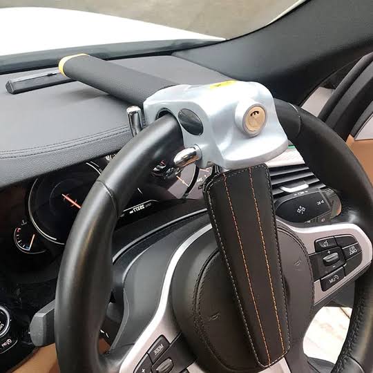 Barras de bloqueo de volante de automóvil potentes - Cerradura de seguridad para automóvil, Prevención de robo, Protección de volante ajustable, Duradera y fácil de montar