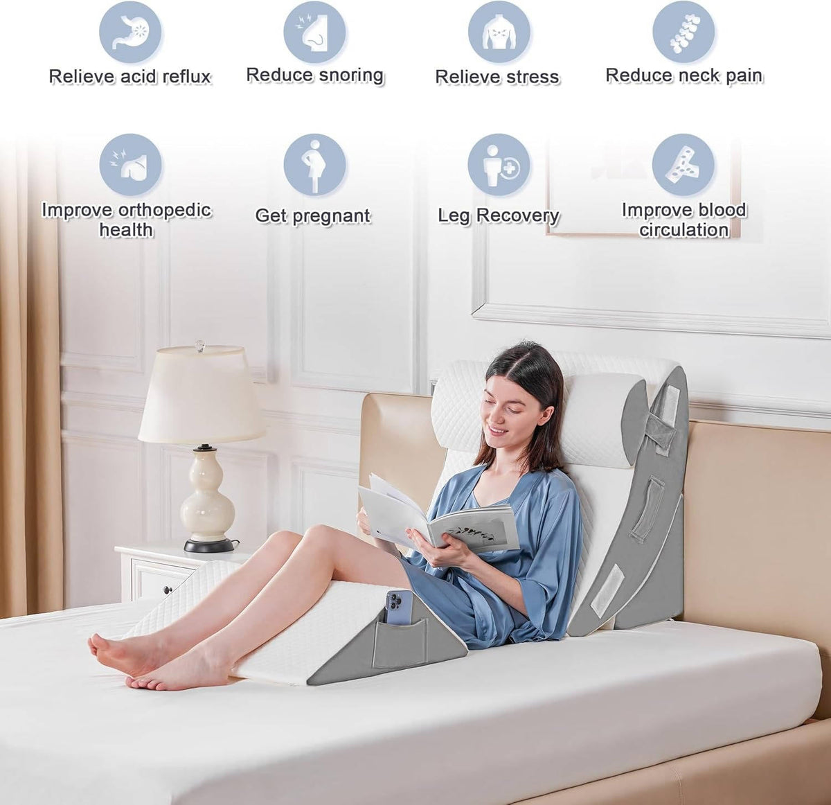 Juego de 4 Piezas de Almohadas en Cuña Ortopédicas