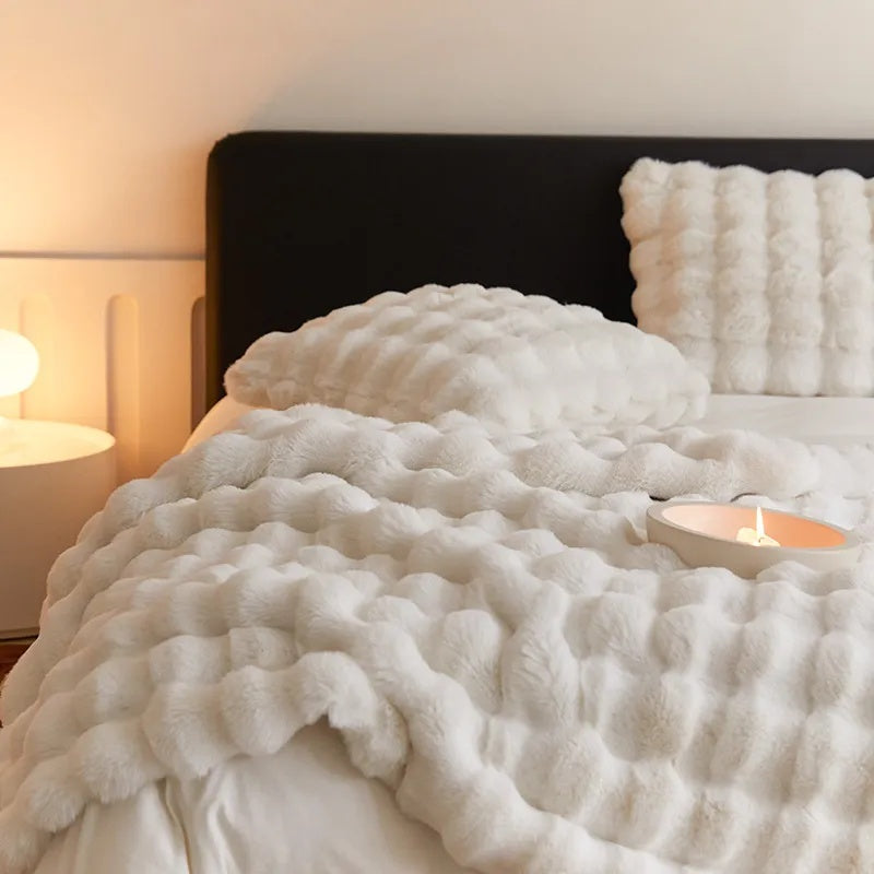 Manta de Piel Sintética Suave – Plaid Acolchado para Todas las Estaciones