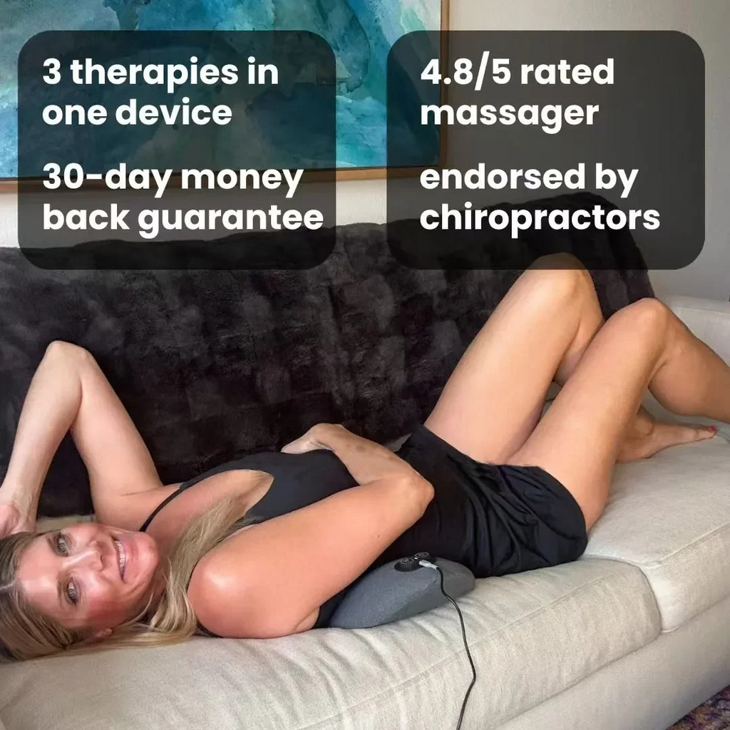 Lisslune | Masajeador de Espalda con Calor y Vibración, Soporte Espinal para Alivio de Ciática, Dolor de Espalda Baja y Corrección de Postura – Terapia en Casa 3 en 1