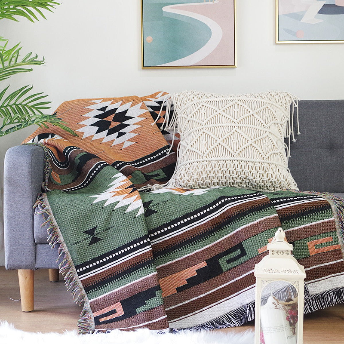 Manta de Sofá de Poliéster en Estilo Boho