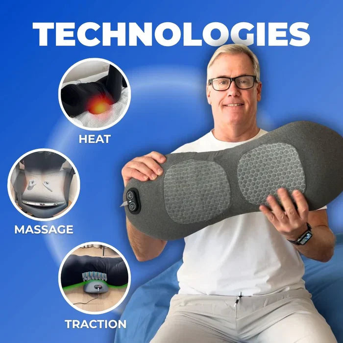 Lisslune | Masajeador de Espalda con Calor y Vibración, Soporte Espinal para Alivio de Ciática, Dolor de Espalda Baja y Corrección de Postura – Terapia en Casa 3 en 1