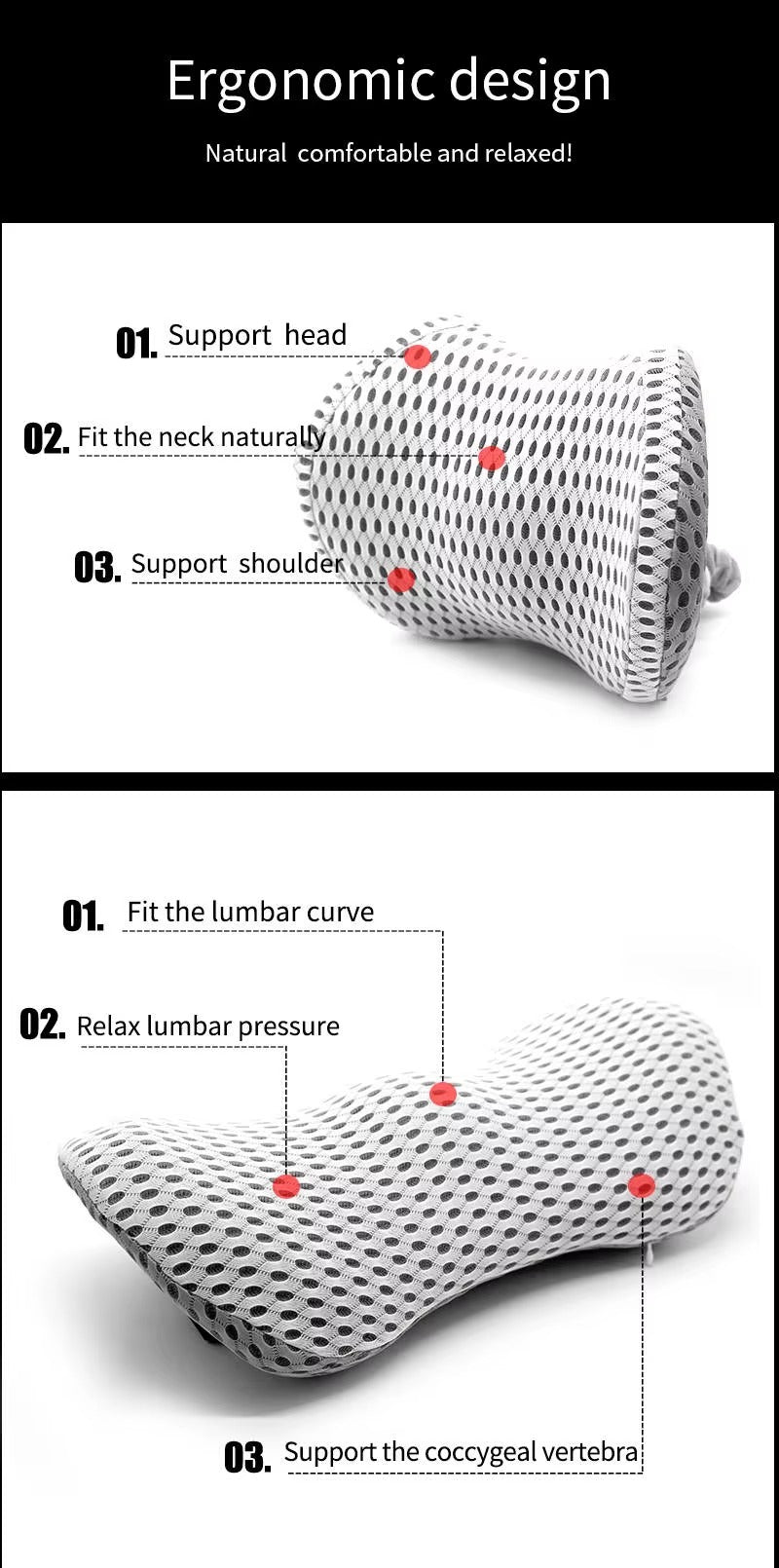 Cojín Ergonómico de Soporte Lumbar ComfortWave