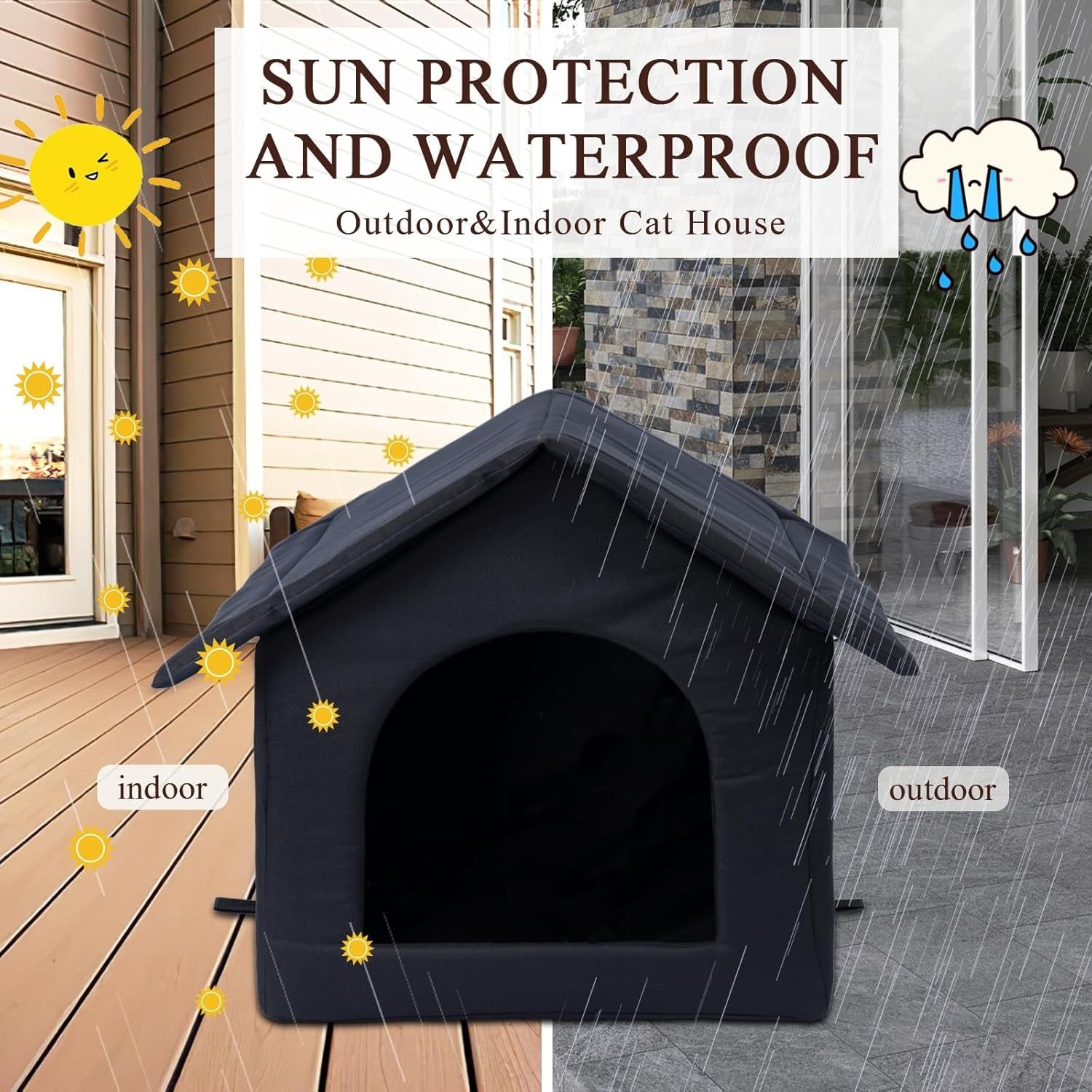 Casa para Mascotas Exterior a Prueba de Climas para Gatos y Perros