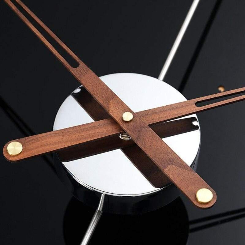 Reloj de pared minimalista de metal – Diseño abierto con manecillas de bronce