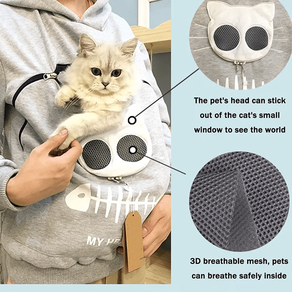 Sudadera con Capucha para Amantes de los Gatos con Bolsillo para Acurrucarse - Regalo Perfecto para Mascotas