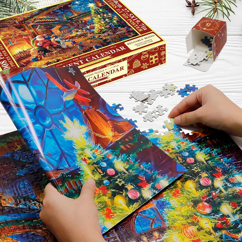 Calendario de Adviento de Puzzles Navideños - 24 Días de Cuenta Regresiva