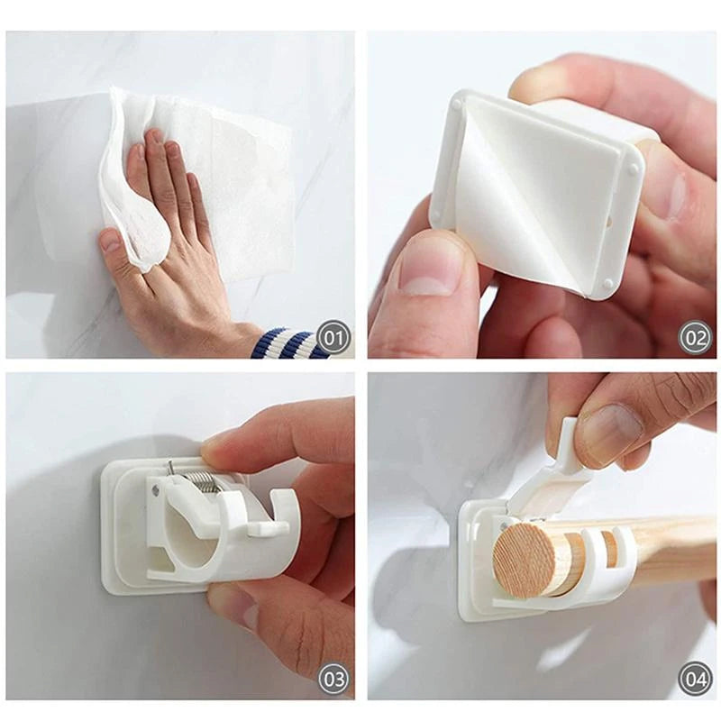Soportes de Barra de Cortina Autoadhesivos Ajustables - Paquete de 2