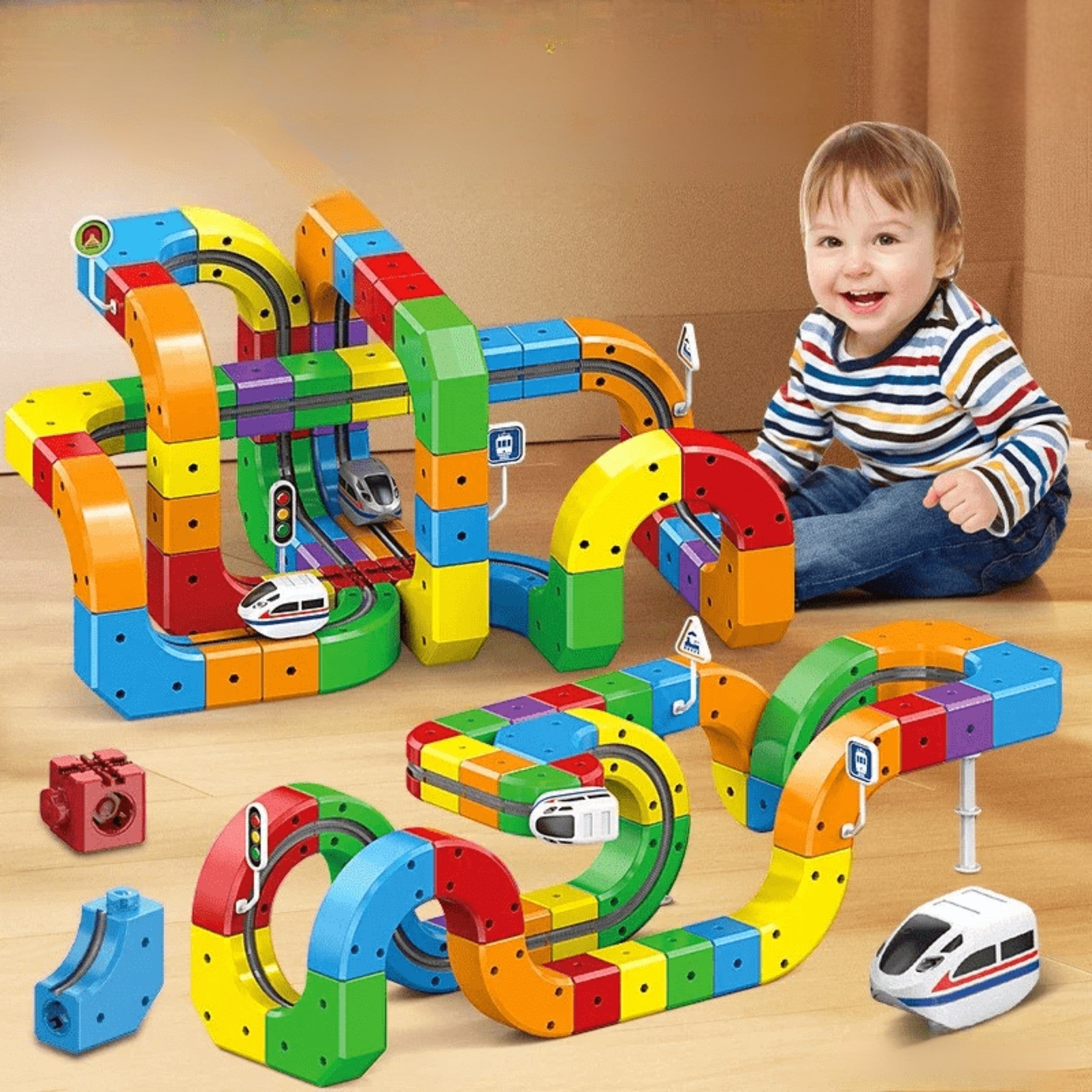 Set de Construcción de Ferrocarriles 3D para Niños con Locomotora Recargable