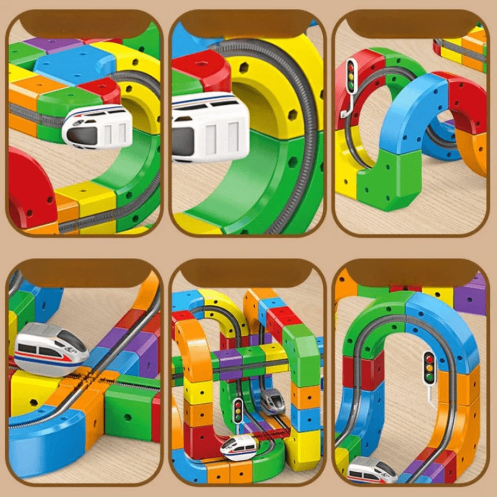Set de Construcción de Ferrocarriles 3D para Niños con Locomotora Recargable