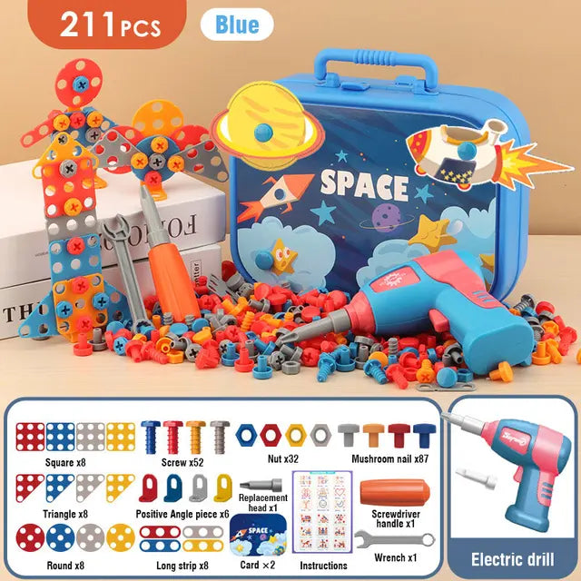 Juego de Construcción Creativo con Taladro: Juguete Educativo para Niños