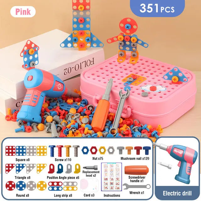 Juego de Construcción Creativo con Taladro: Juguete Educativo para Niños
