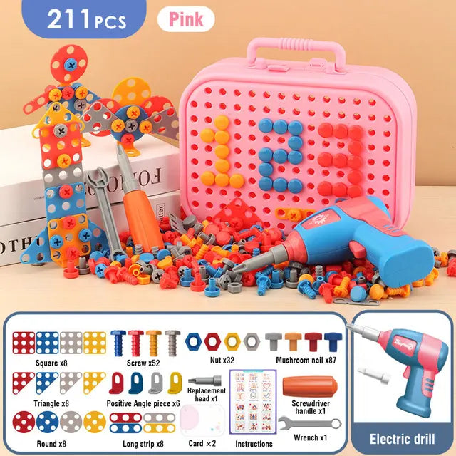 Juego de Construcción Creativo con Taladro: Juguete Educativo para Niños