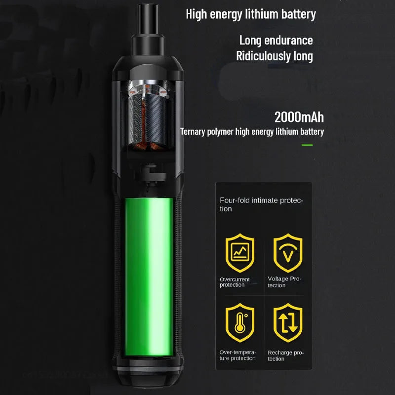 Kompakt Mini Destornillador Eléctrico y Juego de Brocas – Potencia Inalámbrica
