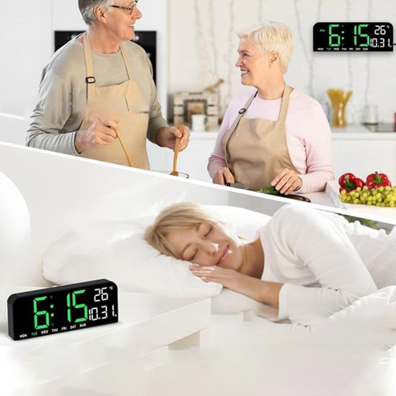 Reloj despertador digital LED de género neutro con gran pantalla HD