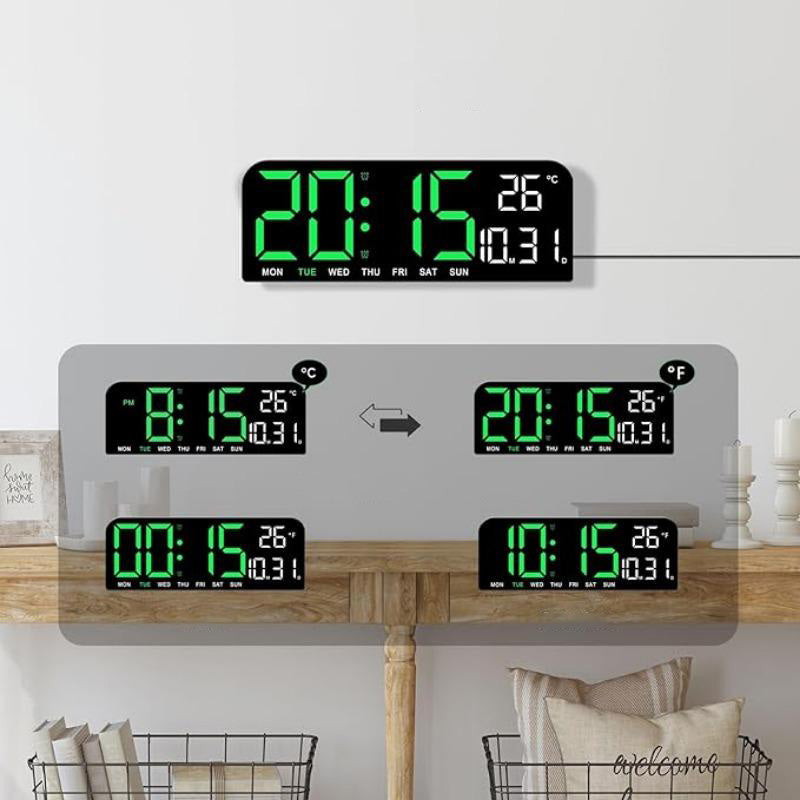 Reloj despertador digital LED de género neutro con gran pantalla HD