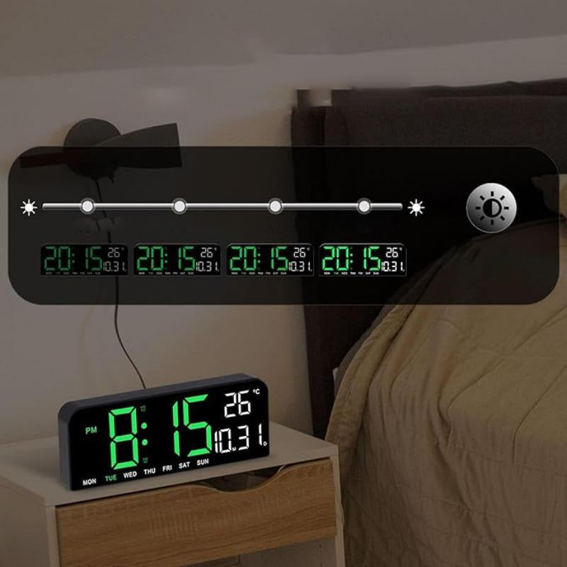 Reloj despertador digital LED de género neutro con gran pantalla HD