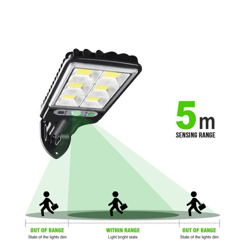 Luz de Inundación Solar Impermeable y Potente con Sensor de Movimiento para Uso Exterior