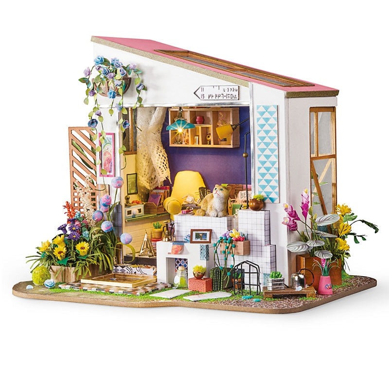 Juego de Casa Miniatura DIY Creativo de Madera para Decoración del Hogar y Hobby