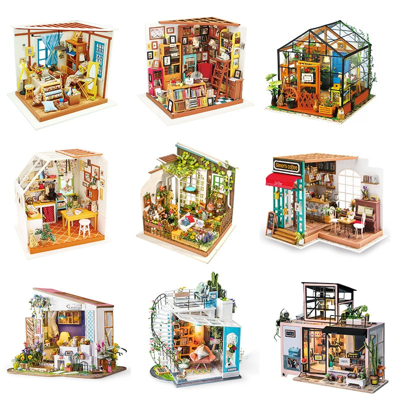 Juego de Casa Miniatura DIY Creativo de Madera para Decoración del Hogar y Hobby