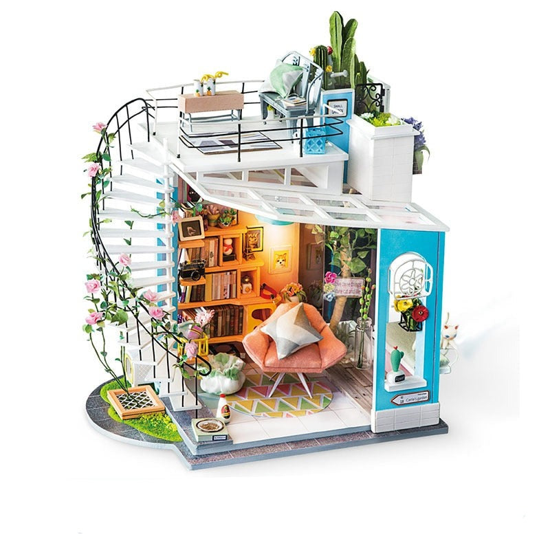 Juego de Casa Miniatura DIY Creativo de Madera para Decoración del Hogar y Hobby