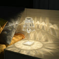 GlowGleam - Lámpara de mesa de cristal con regulador táctil de 3 niveles y pantalla facetada para una suave iluminación inalámbrica