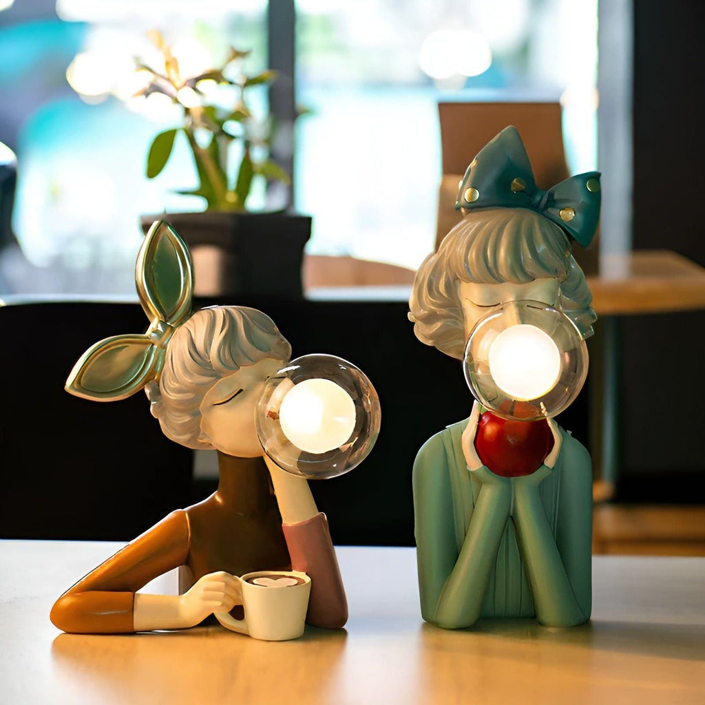 Luz nocturna con efecto burbuja – Adorno de niña burbuja USB lámpara de mesa para un hogar acogedor
