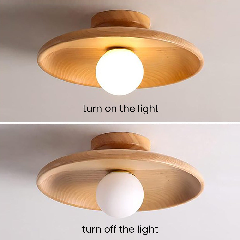 Lámpara de Techo Redonda de Madera Nórdica - Diseño Minimalista para Iluminación de Pasillos y Salones