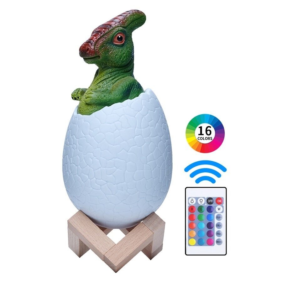DinoGlow - Lámpara de noche de dinosaurio con luz cambiante y control remoto