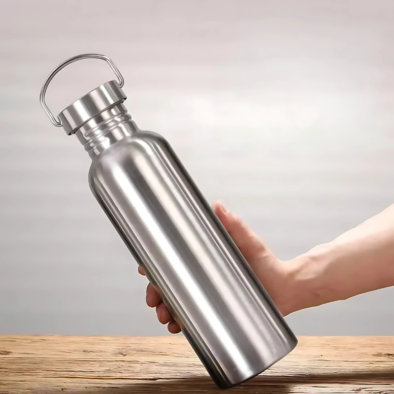 Botella de Agua de Acero Inoxidable a Prueba de Fugas con Tapa de Bambú