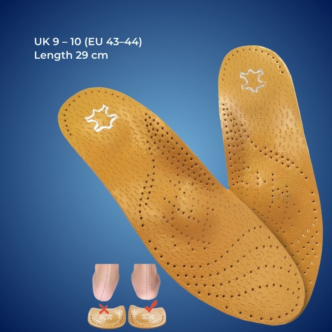 Plantilla de Cuero Ortopédica LeatherGuard | Absorción de Impactos - Soporte para el Arco - Plantilla Cómoda - Alivio del Dolor en los Pies - Control de Humedad Kalsten