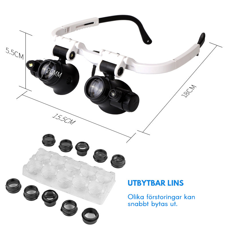 Gafas de Aumento LED con Lentes Intercambiables
