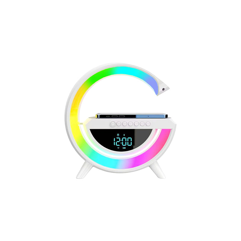 Altavoz Inalámbrico de Carga LED con Reloj Despertador para Dormitorio