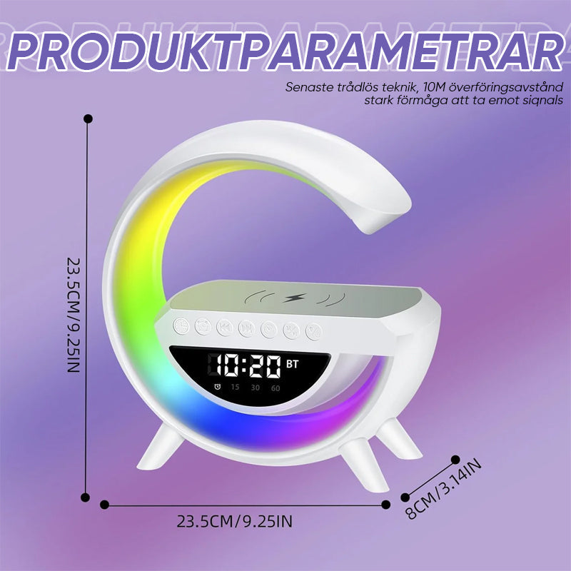 Altavoz Inalámbrico de Carga LED con Reloj Despertador para Dormitorio