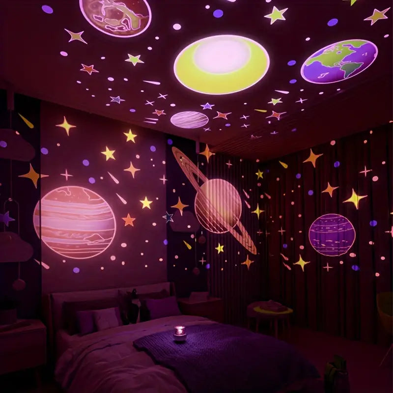 Proyector de estrellas lámpara nocturna para niños – regulable y segura con función de música