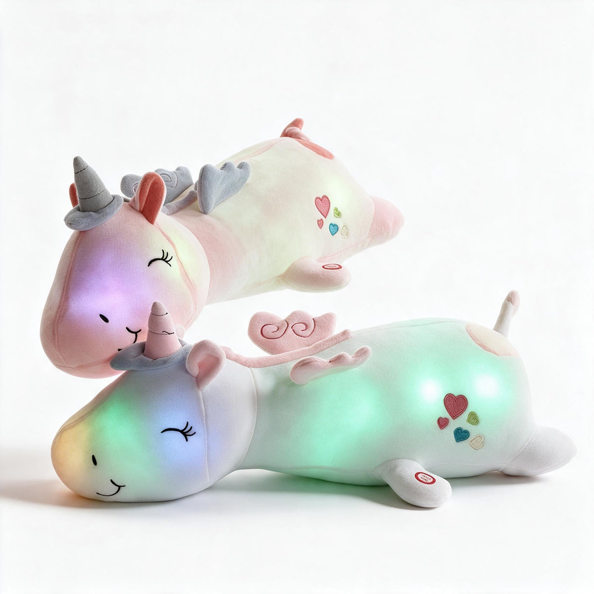 Peluche Unicornio Brillante con LED de Cambio de Color, 60 cm