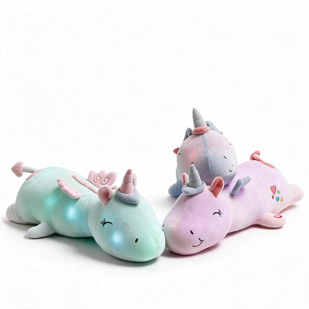 Peluche Unicornio Brillante con LED de Cambio de Color, 60 cm