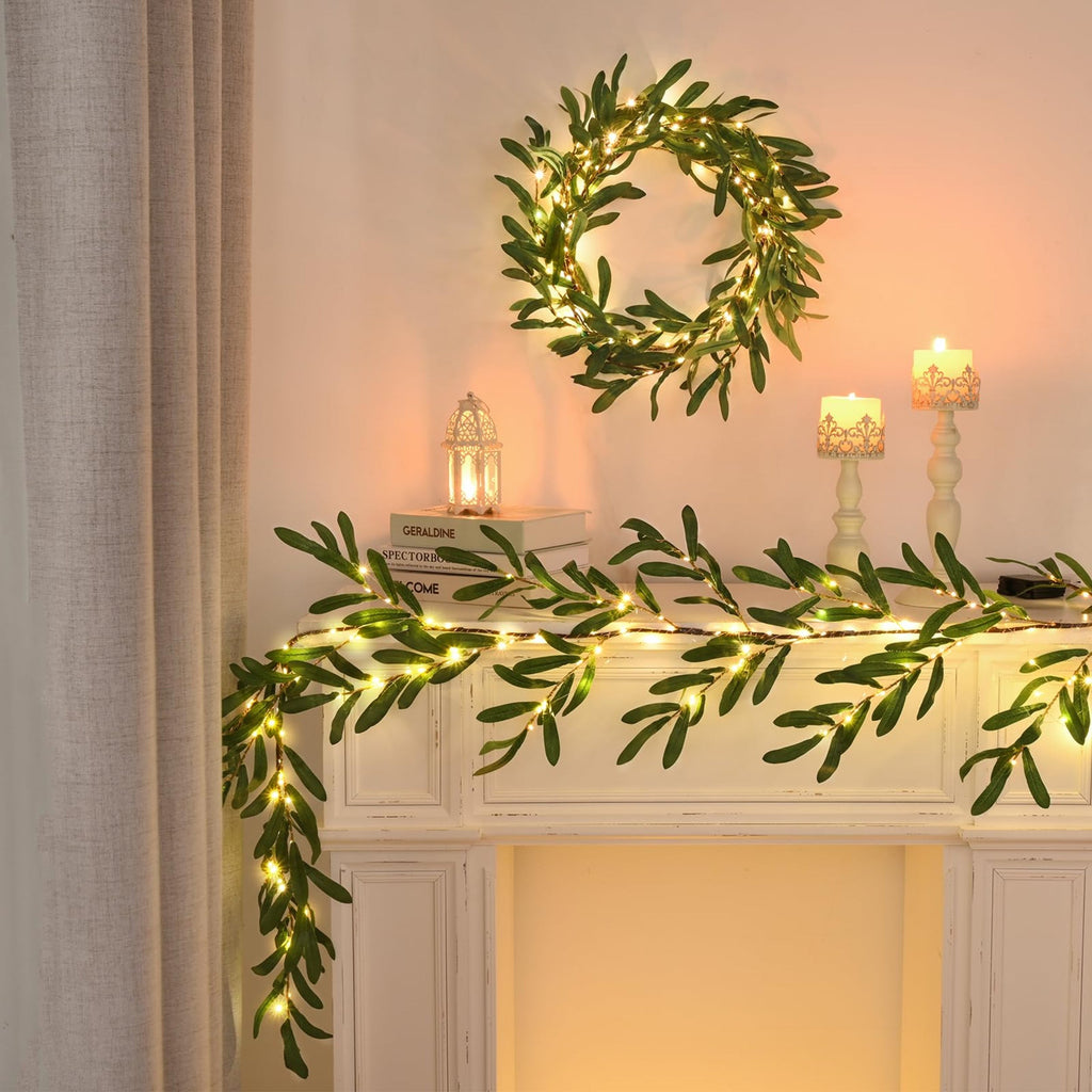 Everlia | Cadena de luces LED con guirnalda de hojas